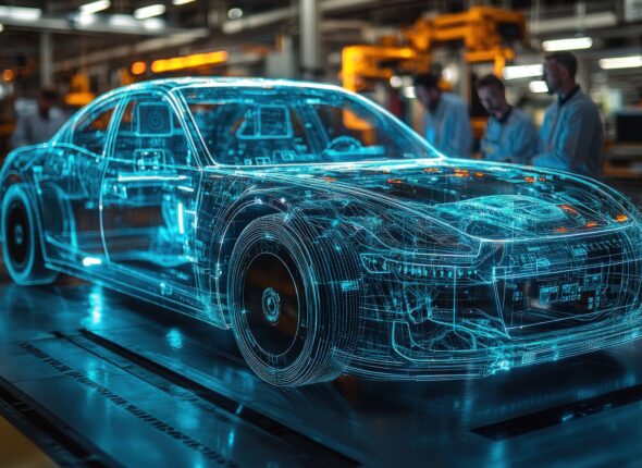 Digital car wireframe visualization in automotive manufacturing