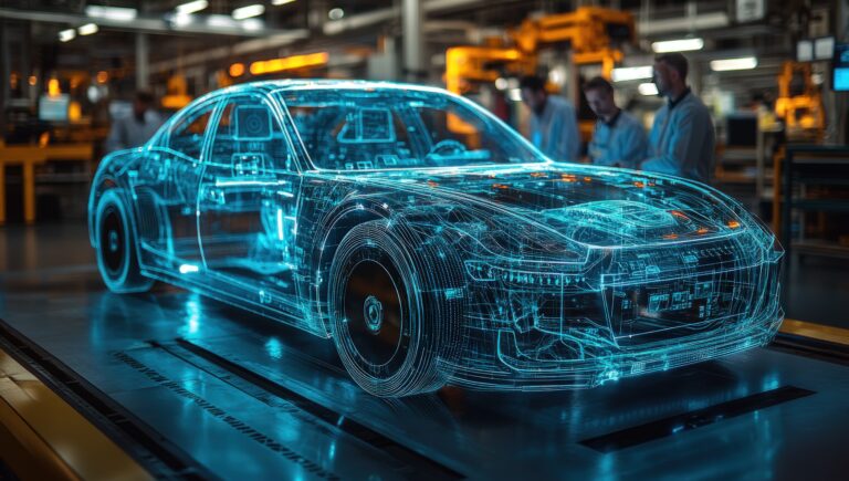 Digital car wireframe visualization in automotive manufacturing
